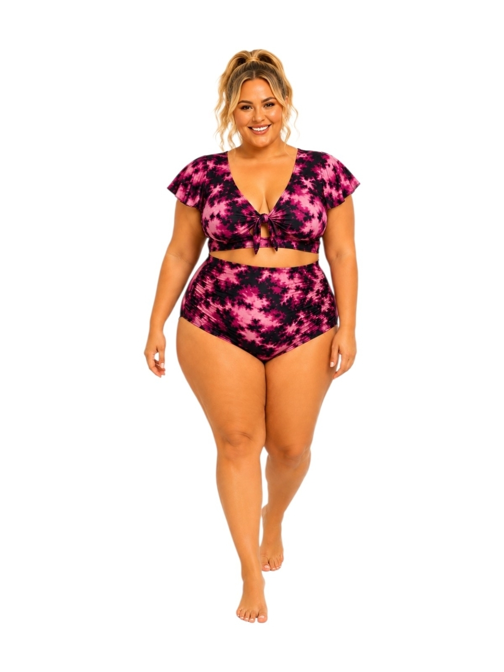 Torrid 3X Moon Tie Dye Cropped 2Piece  Swim Set  High Rise Ruched Briefs NWT